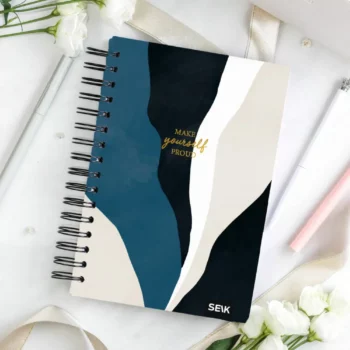 Bullet Journal / Istočkana bilježnica, tvrdi spiralni uvez - Blue, Black & White